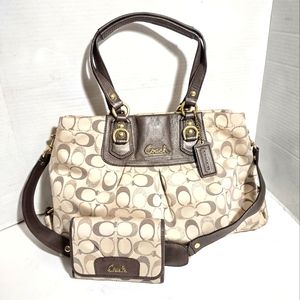 Coach Ashley Signiture Metallic Multi-Colored Shoulder Bag and Matching Wallet